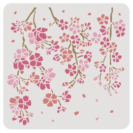 BENECREAT 30x30cm Cherry Blossom Stencil, Weeping Flower Reusable Plastic Drawing Stencils Templates for Painting on Scrapbook Fabric Wall Floor Furniture Wood
