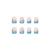 Pikabows Press On Nails Short Square Blue Wave Fake Nails