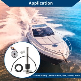 Hihaha Fuel Sending Unit and Gauge Kit Boat Fuel Sending Unit Marine Fuel Sender Unit Metal 6.89" 1 Set Silver Tone Black White 0-190 Ohm