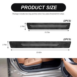 SHMZK 4 PCS Car Door Sill Protector, Waterproof Carbon Fiber Style Car Door Entry Guard Sill Protector, Anti-Scratch Door Threshold Strips Stickers for Most Vehicles, Car Accessories (White-4pcs)