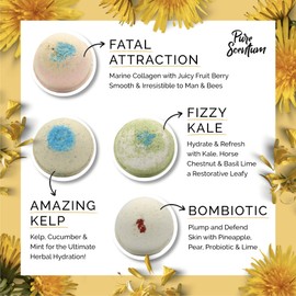Pure Scentum Bombceutical - Bath Bombs for Women - Soothes Acne, Dermatitis, and Eczema - Relaxing Bath Bomb Gift Set for Women with Kale, Kelp, Collagen, and Probiotic to Nourish the Skin