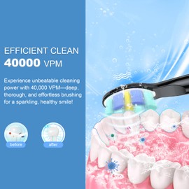 YUNCHI Electric Toothbrush for Adults, Sonic Toothbrush, Rechargeable Electric Tooth Brush with 8 Brush Heads, 5 Modes & 2 Minutes Smart Timer, Waterproof, 330 Days Battery Toothbrush, Black