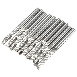 Bestgle 10pcs Tungsten Carbide End Mill Cutter, 1/8" Shank Single Flute Spiral Bit Edged Milling Cutter CNC Rotary Bits Set (3.175 x 22mm)