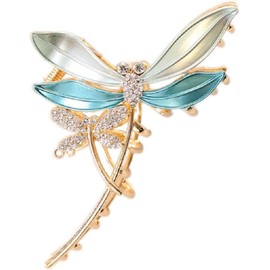 Metal Big Hair Claw Clips, Dragonfly Shiny Rhinestone Nonslip Hair Jaw Clips Hair Accessories for Women (Blue, One size)