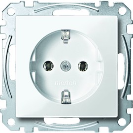 Merten Schuko socket plug-in terminals, system M, polar white, glossy, MEG2301-0319 (5 sockets)