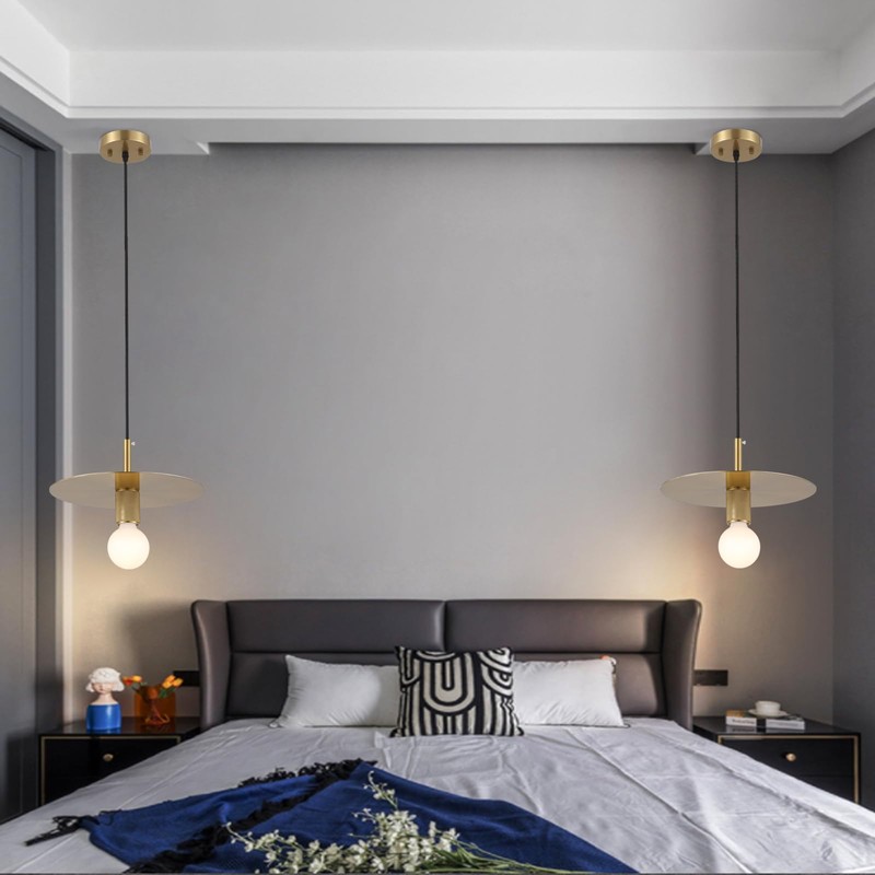 BYOLIIMA Modern Pendant Lighting Gold Farmhouse Pendant Light 11.81" Brushed