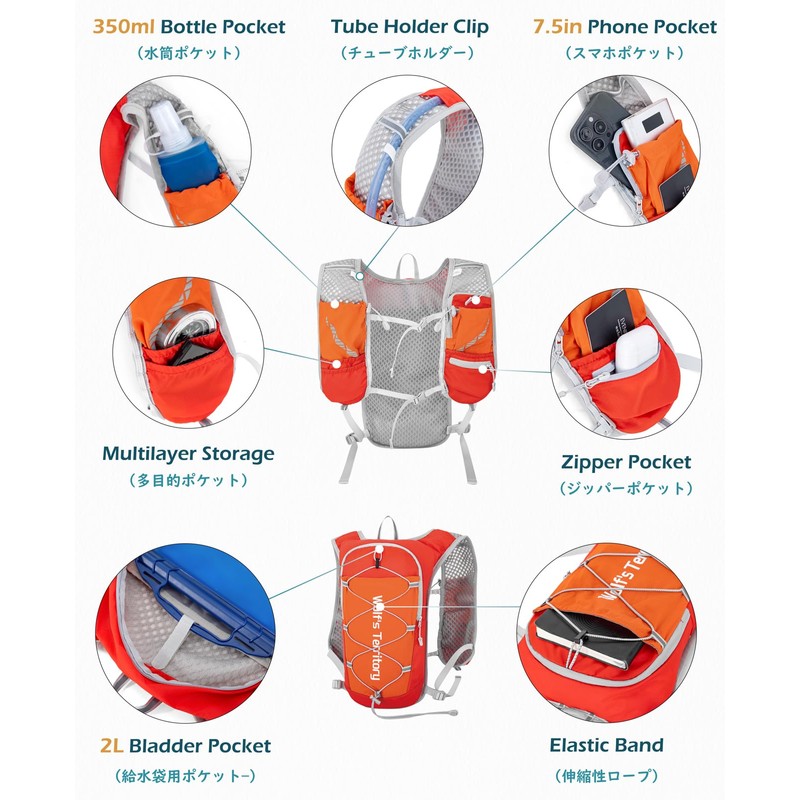 TRIWONDER Running Backpack Bag, Hydration, Vest, Trelan, Zack, Climbing, Bicycle