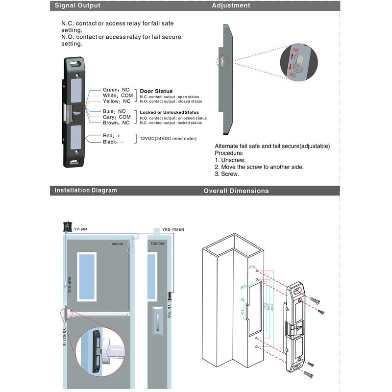 UHPPOTE Electric Strike Lock 12VDC for Access Control Fire Exit