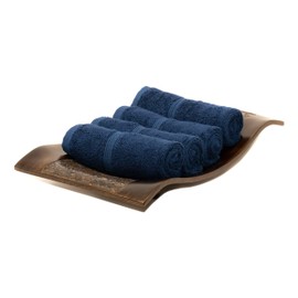 MOSOBAM 700 GSM Luxury Bamboo , Washcloths 13X13, Set of 4, Navy Blue, Turkish Cotton Baby Bath Towel Cloths, Bathroom Face Wash Cloth Towels, Dark Kitchen Washcloth, Facial Small Fingertip Clothes