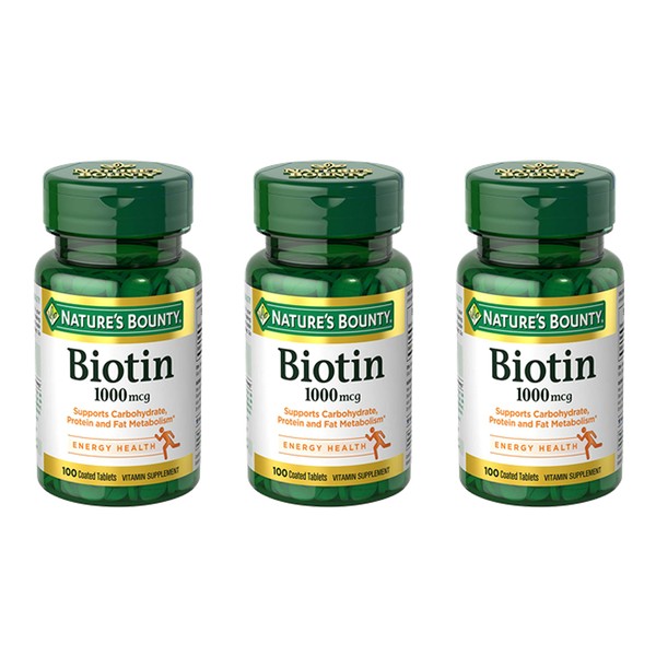 Nature's Bounty Biotin 1000 mcg Tablets 100 Count (Pack of 3)