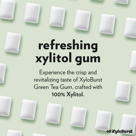XyloBurst Gum | Xylitol Chewing Gum | Sugar Free, Gluten Free, Keto Friendly | Aspartame Free Gum For Oral Health | Green Tea | 100-Count Jar