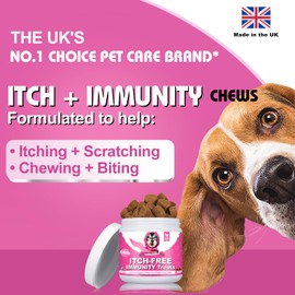 Itch & Allergy Plus Chews for Dogs Itchy Skin, Ears & Paws | Probiotics, Moringa & Turmeric | Dog Allergy Relief for Skin Redness, Hair Loss Gut & Digestive Health - Chicken Flavor - 120 Chews