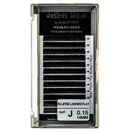 Ellipse Lashes 0.15mm Thickness J Curl Length 14mm Ellipse-Shaped Individual Volume Flat Eye Lashes for Eyelash Extensions(Ellipse,Flat 0.15,J,14mm)
