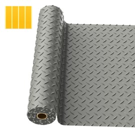NarwooAuto 4x6 FT Garage Floor Mat,2.8mm Thickened PVC Flooring Roll for Under Car,24 SQFT Diamond Plate Gray Garage Mats for Truck,Trailer,SUVs,Van,Golf Cart,Motorcycle（Included Tapes）