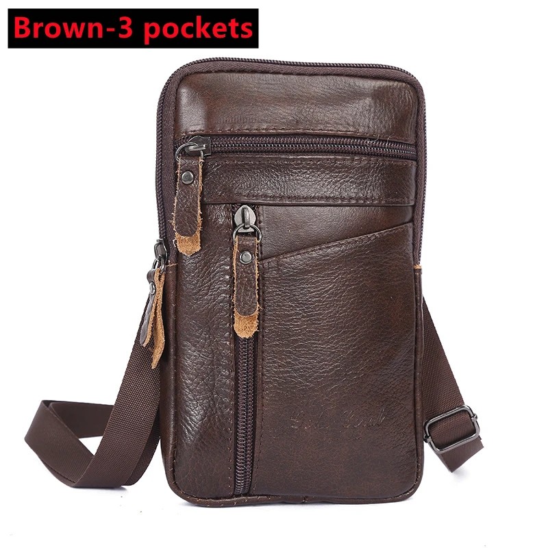 Leather Crossbody Bag for Daily Carry – Compact Multi-Pocket Phone