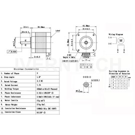 Iverntech Nema 17 Stepper Motor 42x40mm Body Bipolar 1.5A 400mN.m 2 Phase 4 Wires 1.8 ° for 3D Printer or CNC Machine with 1M Motor Cable