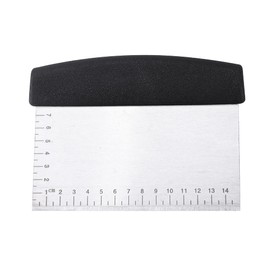 ATB Dough Pastry Bench Cutter Scraper, Stainless Steel Pizza Cutter for Kitchen Baking, Dishwasher Safe, Anti-Wear Laser-Engraved Measuring Scale and Conversion Chart,Black