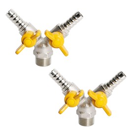 Aopin 3 Way Ball Valve Brass G 1/2" Male x 11mm / 9/20" Hose Barb 2 Switch Brass Y Shaped Valve Shut Off for Water, Oil and Gas Fluid, Ball Valve with Vinyl Handle 2 Pcs