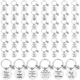 Equsion 48 Pcs Teacher Appreciation Keychain Gifts Employee Appreciation Keychain Bulk for Teacher Coworker Staff(Heart)