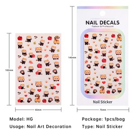TiMi Relief Japanese ins Style Silly Cute Dog Cute cat Raccoon DIY Nail Art Stickers A Set of 4 Sheets