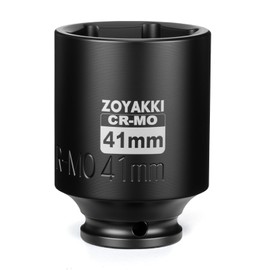 ZOYAKKI 1/2" Drive x 41 mm Deep 6 PT Impact Socket, CR-MO,1/2-inch Drive 6 Point Axle Nut Socket for Easy Removal of Axle Shaft Nuts (Metric 41MM)