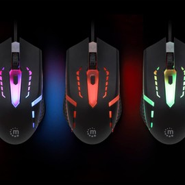 MANHATTAN 190206 Mouse Gaming óptico cableado USB con iluminación LED RGB