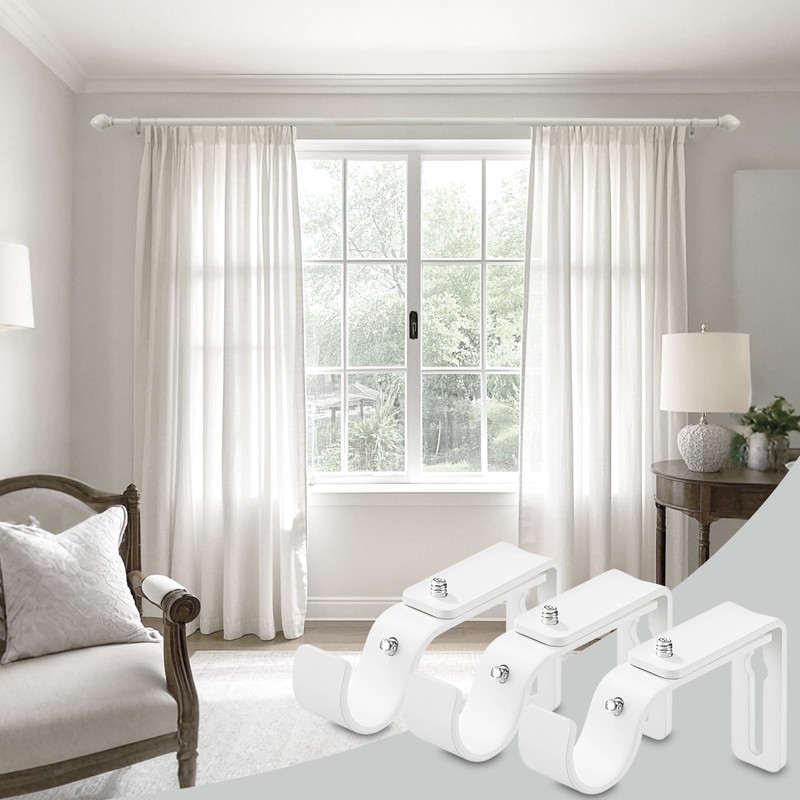 LLPJS Curtain Rod Bracket Adjustable, Drapery Rod Holder Hooks Support