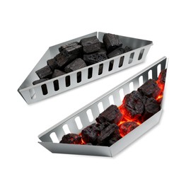 Pack of 2 Charcoal Baskets, High Temperature, Corrosion Resistance, Direct and Indirect, Barbecue Charcoal Holder for Briquettes, Wood Chips Coals, Grates