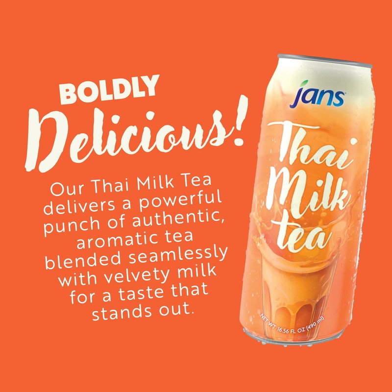 Jans Thai Milk Tea Drink 16.56 Fl Oz (Pack of