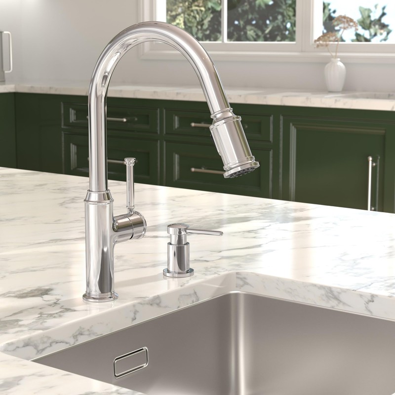 Lava Odoro Chrome Soap Dispenser for Kitchen Sink, Modern Brass