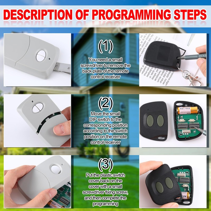 Kingdder 2 Pcs Two Button Garage Door Remote Compatible with