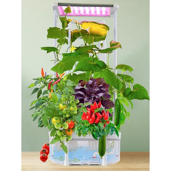 E SUPEREGROW Hydroponics Growing System kit with Trellis,Smart Hydroponic Gardening