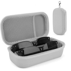 Fonwill Double Eyeglasses Case, Hard Shell Dual Glasses Case Travel Sunglasses Organizer for Men Women (2 Slots, Grey)