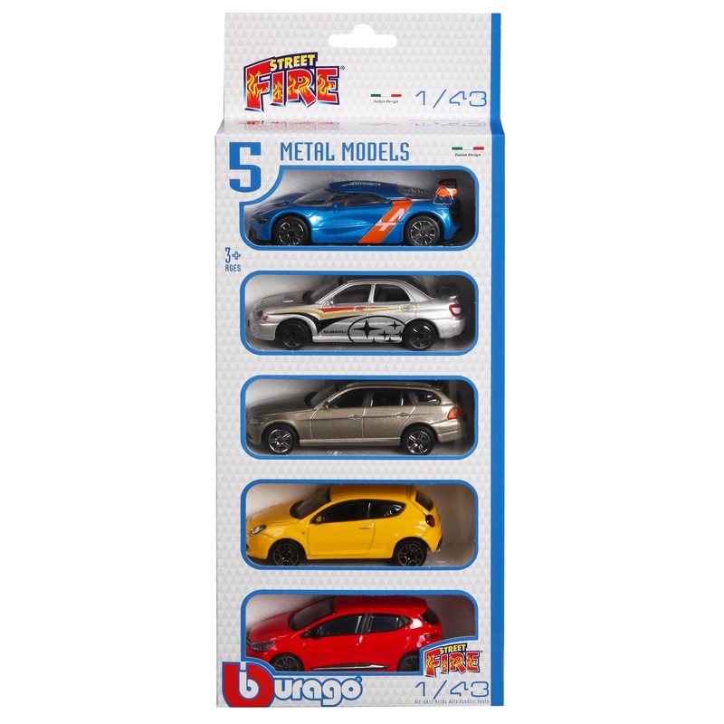 BBurago 18-30005 - Street Fire 1:43 Geschenkset 5er, sortiert