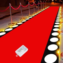 Tinideya 2 x 30 ft red Carpet Ropes red Runner Carpet with Light for Movie Night Ceremony Birthday Party Supplies