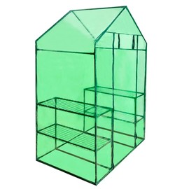 vidaXL Walk-in Greenhouse with 4 Shelves - UV-Proof, Frost-Resistant, Transparent Green Cover - Robust Steel Frame - Large Portable Gardening Solution