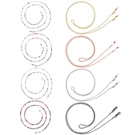 Frienda 8 Pieces Eyeglasses Chains Beaded Sunglasses Strap Holder Elegant Eyewear Retainer Chain, 8 Styles(Vintage Color)