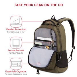 SwissGear Cecil 5505 Laptop Backpack, Olive, 18-Inch