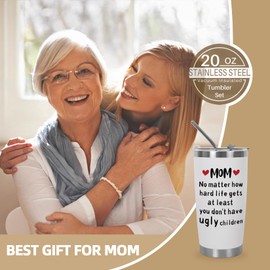 Fanunny Best Mom Gifts from Son, Daughter, Inspirational Gift for Her Women Christmas Mothers Day Gifts Ideas Thank You Present - 20 OZ Travel Coffee Tumbler