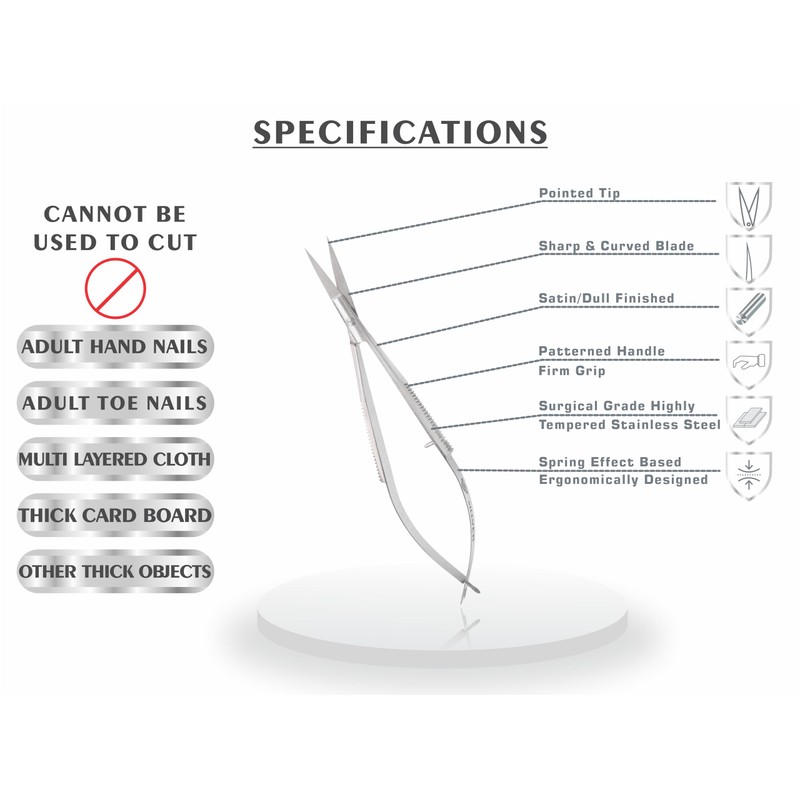 Cuticle Scissors Extra Fine Curved Eyebrow Scissors, Professional Ultra Sharp