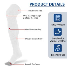 SUNYIWJIE Baseball Socks High Football Socks Multiple Sizes Over the Knee Baseball Sock for Boys Men (US, Alpha, Medium, Regular, Regular, 1 Pair White)