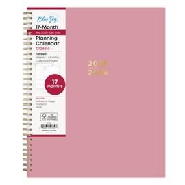 Blue Sky 17 Month 2025-2026 Weekly and Monthly Academic Year Planner Calendar, August 2025 - December 2026, 8.5" x 11", Flexible Cover, Wirebound, Laminated Tabs, Dusty Rose