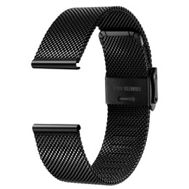 Xiruve Stainless Steel Mesh Quick Release Replacement Strap for Men and Women, 12–24 mm, Black