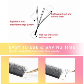 XIUSUZAKI Lash Extensions Double Tips 3D Eyelash Extensions W Shape 0.07mm Thickness C Curl Mix 8-15mm Premade Fans Easy Fan Volume Matte Black Crisscross Eyelashes(W-3D-Double Tips-0.07-C,8-15mm Mix)