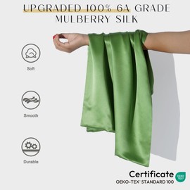 ZIMASILK Pure Mulberry Silk Pillowcase for Hair and Skin Health with Reinforced Hidden Zipper Double Sided Silk Grade 6A Gift Box (50x75cm, Grass Green)