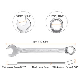sourcing map Combination Wrench Offset 13mm 75-Degree 12-Point Box End and 15° Angled Open End Metric CR-V Steel Nickel Plated Multi-Function Spanners for Mechanics DIY Enthusiasts