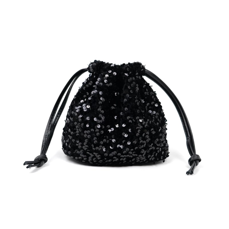 NAMEOF Women's Sequins Drawstring Bag, Mini Handbag, Shoulder Bag, Occasion