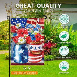 Home4Ever Patriotic Garden Flag - 12.5 x 18 Inch Double-Sided Printing 4th of July Garden Flag - Premium Seasonal Welcome Banner and Outdoor Decor for House Porch, Lawn, Yard - Suits Standard Stands