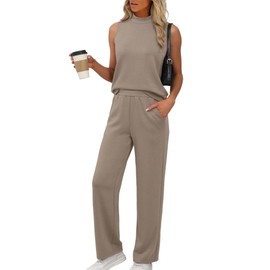 XIEERDUO Lounge Sets for Women Chocolate Brown Fall Clothes Beach Vacation Summer Outfits Fashion Two Piece Matching Sets Women Clothing Travel Airport Coffee S