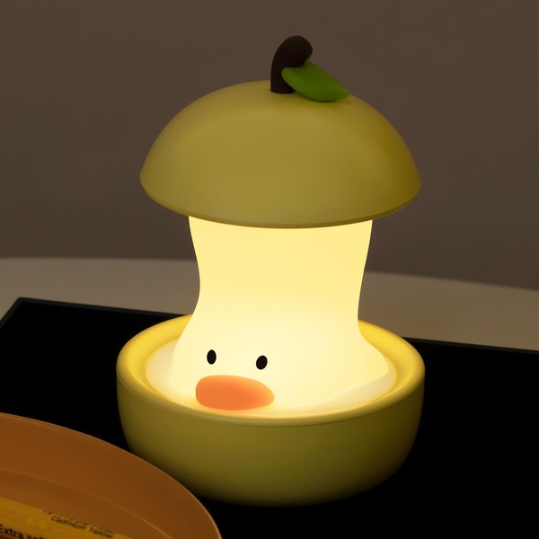 Pear Duck Night Light, Rechargeable Bedside Touch Lamp, Portable Dimmable